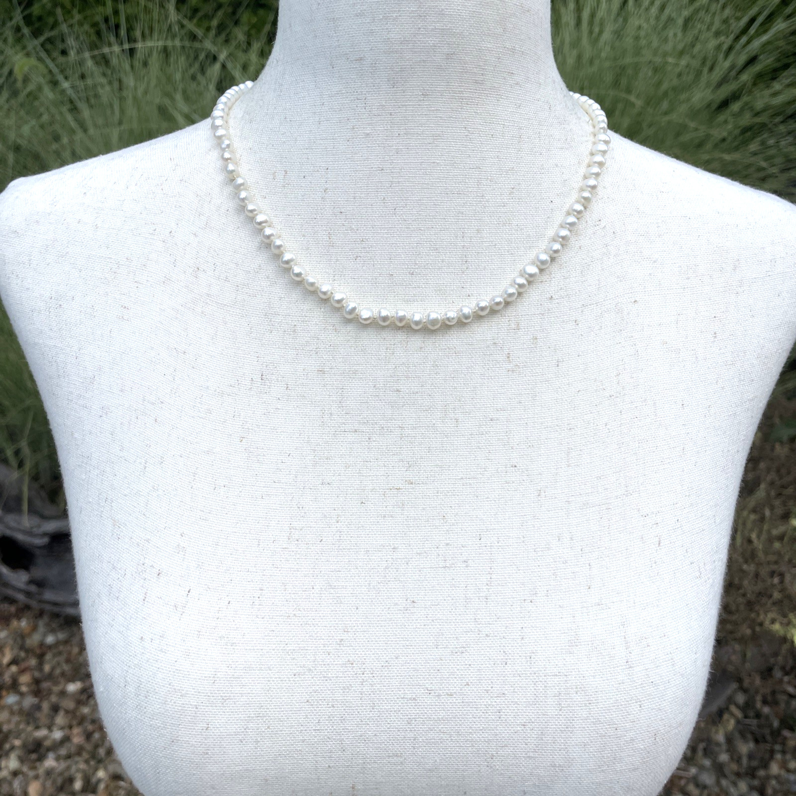 Vintage JC LIND Signed 14KGE Cultured Pearl Hand Knotted 18 3/4” Necklace