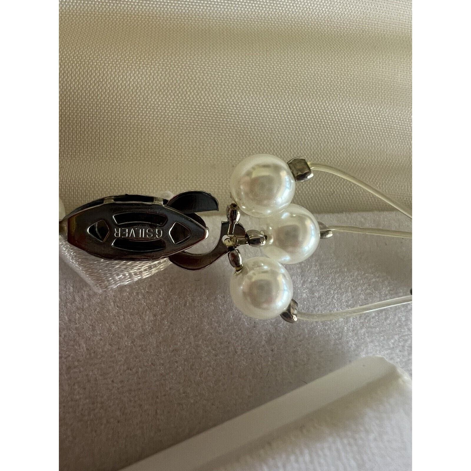2 PC FIFTH AVENUE Collection JEWELRY 3 Strand Costume PEARL Hand Made G Silver