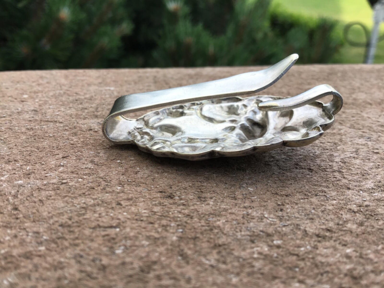 Art Nouveau Scarf Sash Slide Silverplate Unusual Period 1895-1915 Water lily
