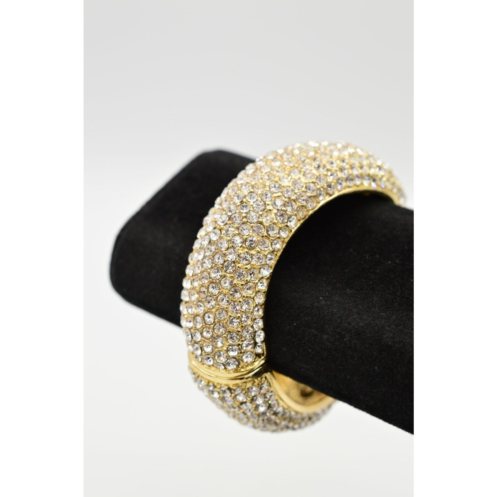Amrita Singh Chunky Bangle Bracelet Sparkling Rhinestone Crystal Signed BinO