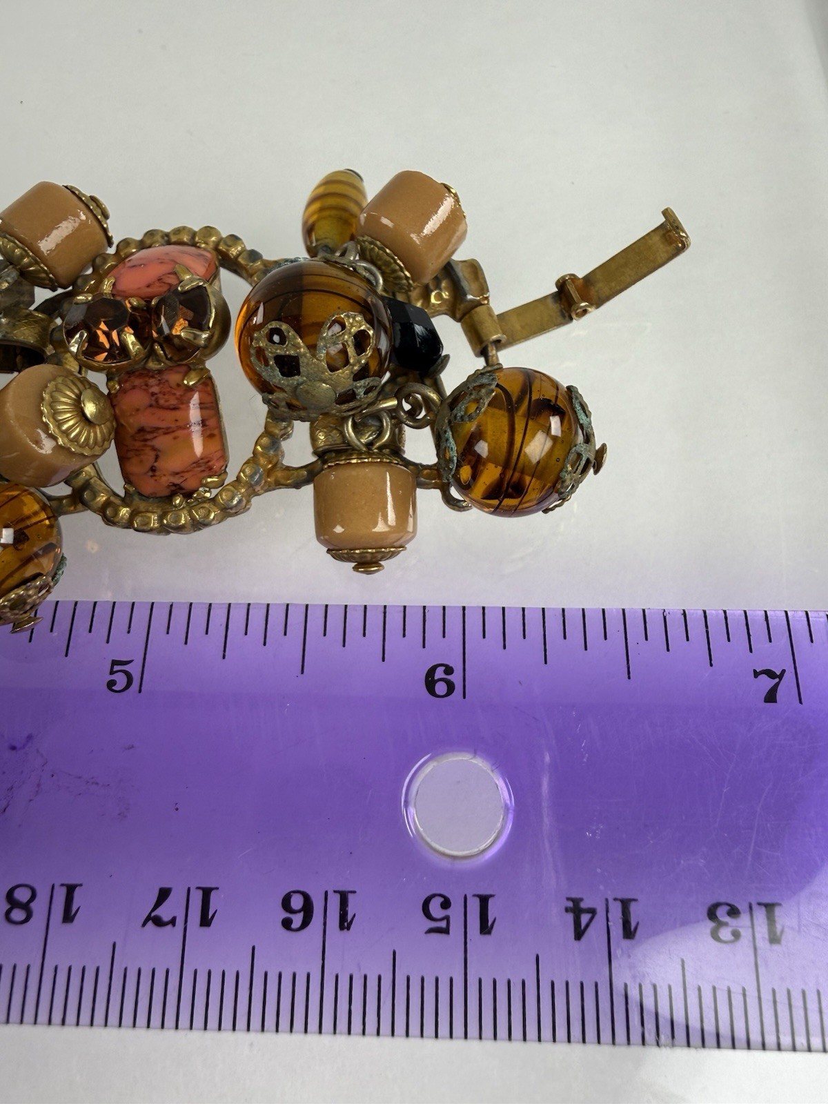 Vtg Cha Cha Beaded Bracelet Expansion Band Burgundy, Red & Silver Tone 6”