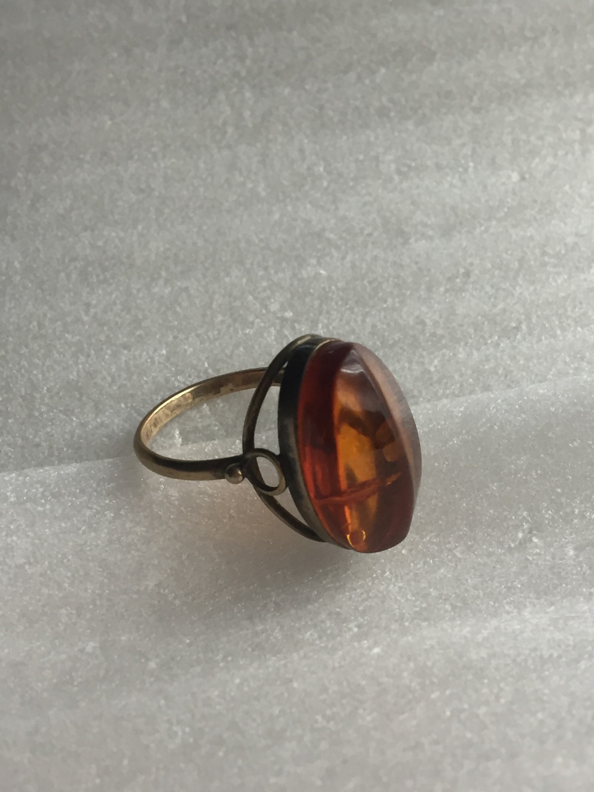 Rings Gold Plated Vintage Soviet Silver 875 USSR 100% Genuine Royal amber Baltic