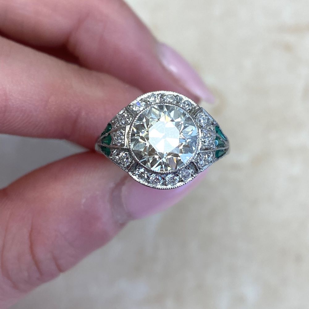 Art Deco 2 CT White Round Cut Simulated Diamond Antique Style Ring In 925 Silver