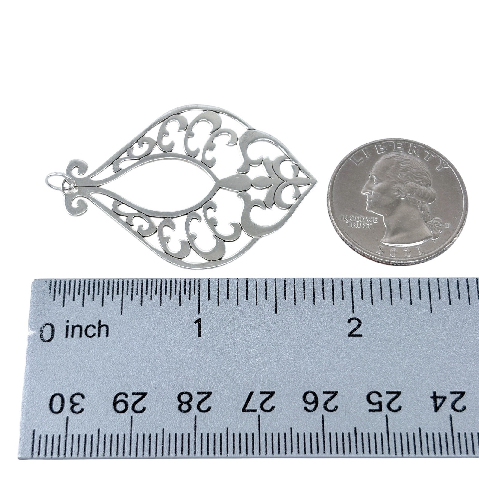 Vintage Sterling Silver 925 ATI Mexico Filigree Pendant