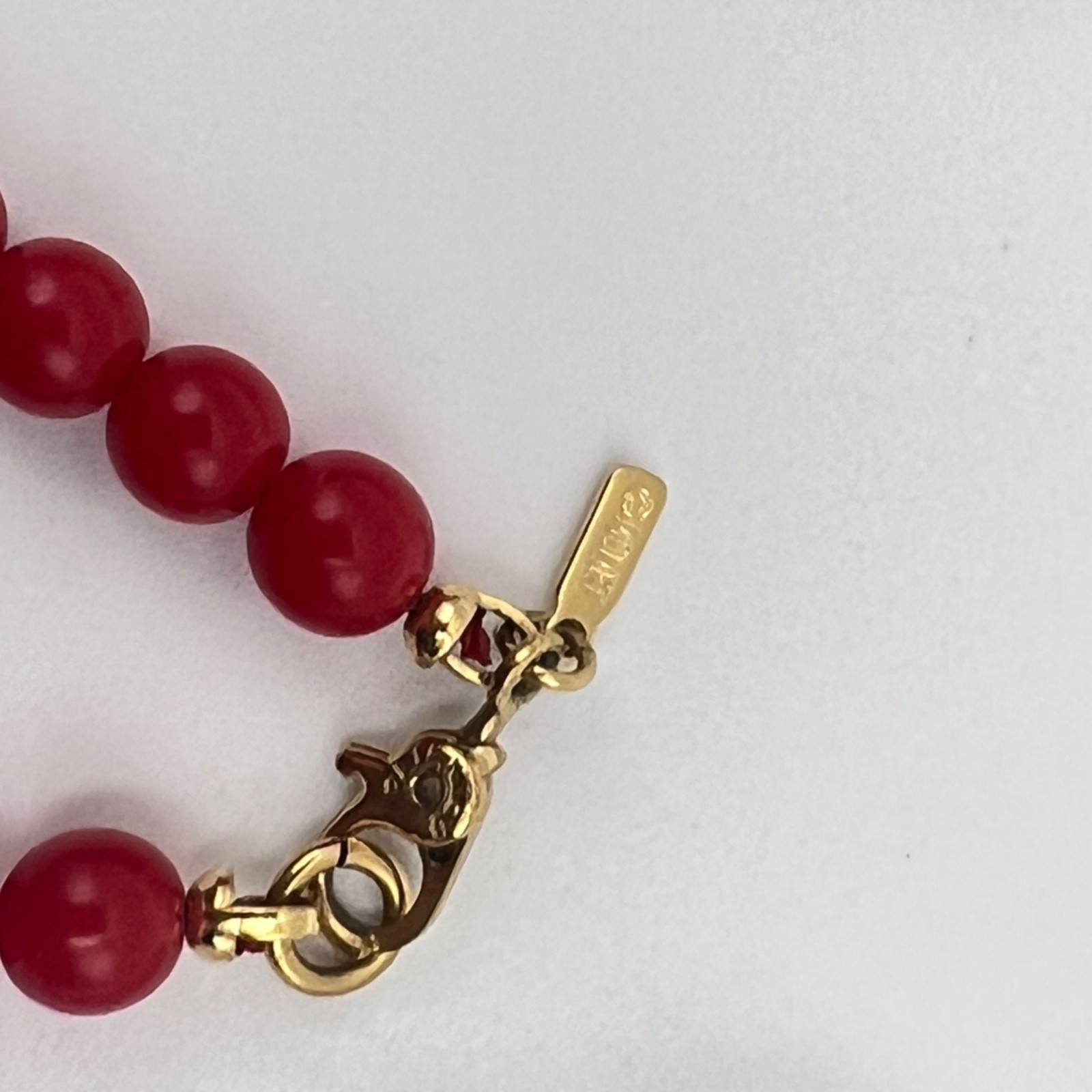 Vintage Monet 18″ Red Acrylic Beaded Necklace Gold-Tone Accents Sister Clasp
