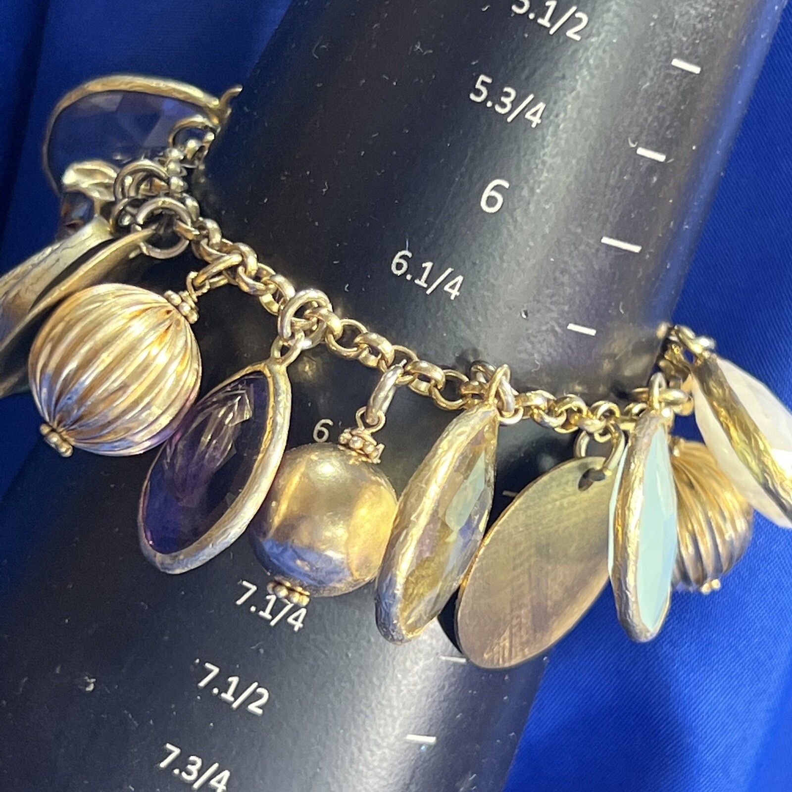 Vintage 1/20 12K gold filled 7 1/4″ bracelet Citrine, Purple Spinel