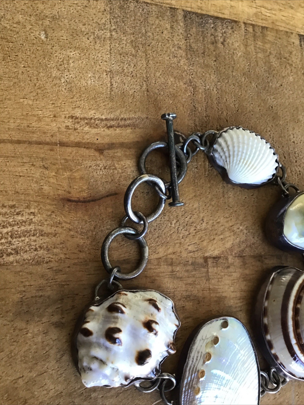 Sterling silver Mexico Natural Hand Crafted Sea Shell bracelet