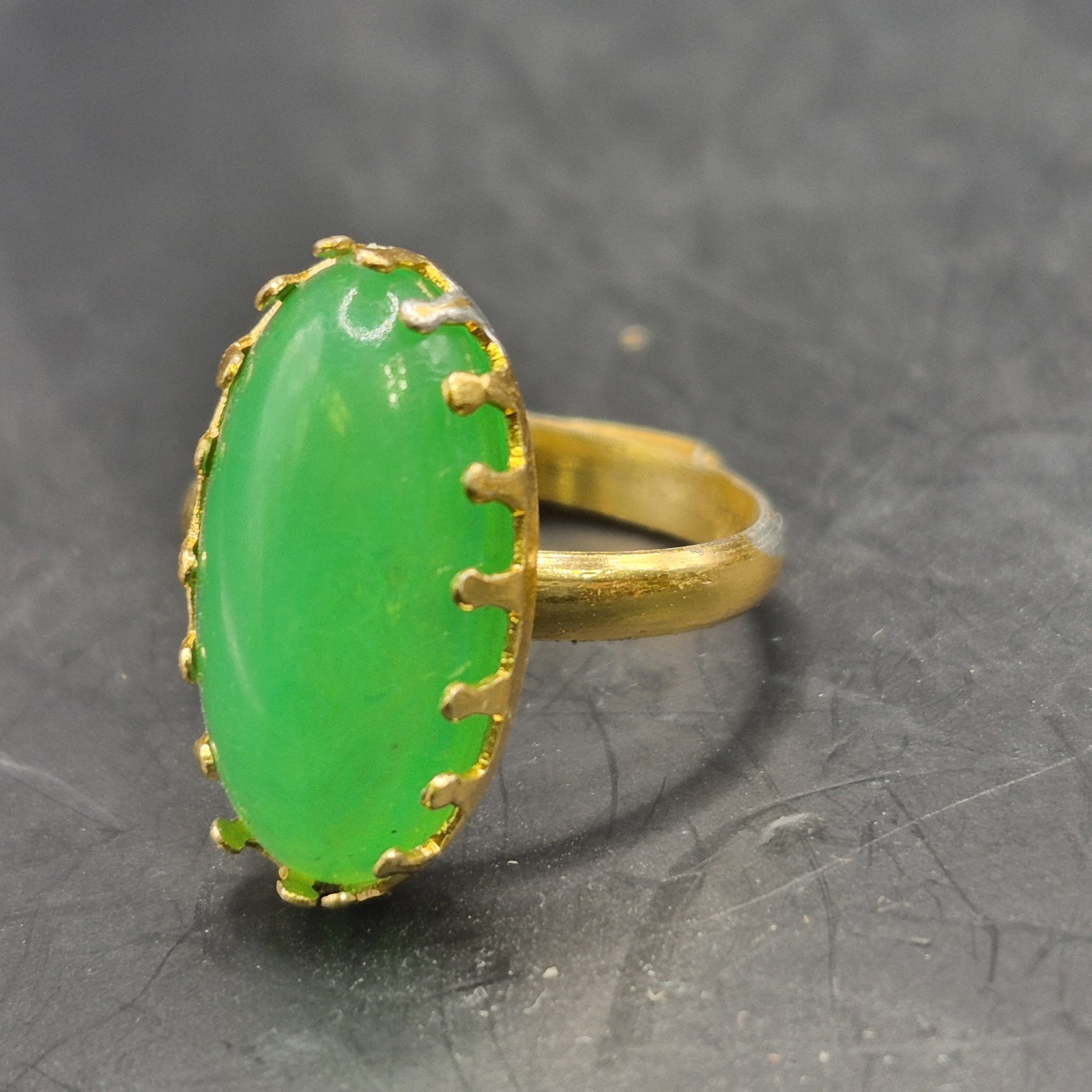 Vintage 6 Ring Collection Lot Size 7 Adjustable Gold&Silver Tone Green Red Blue