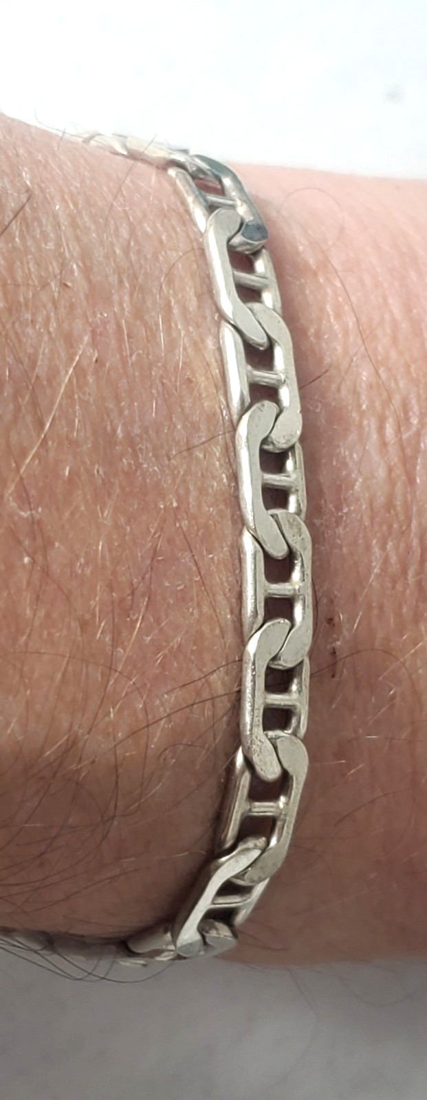 Vtg Sterling Silver Larger Size ITALY Mariner Anchor Chain Bracelet Lot 9-3/8″