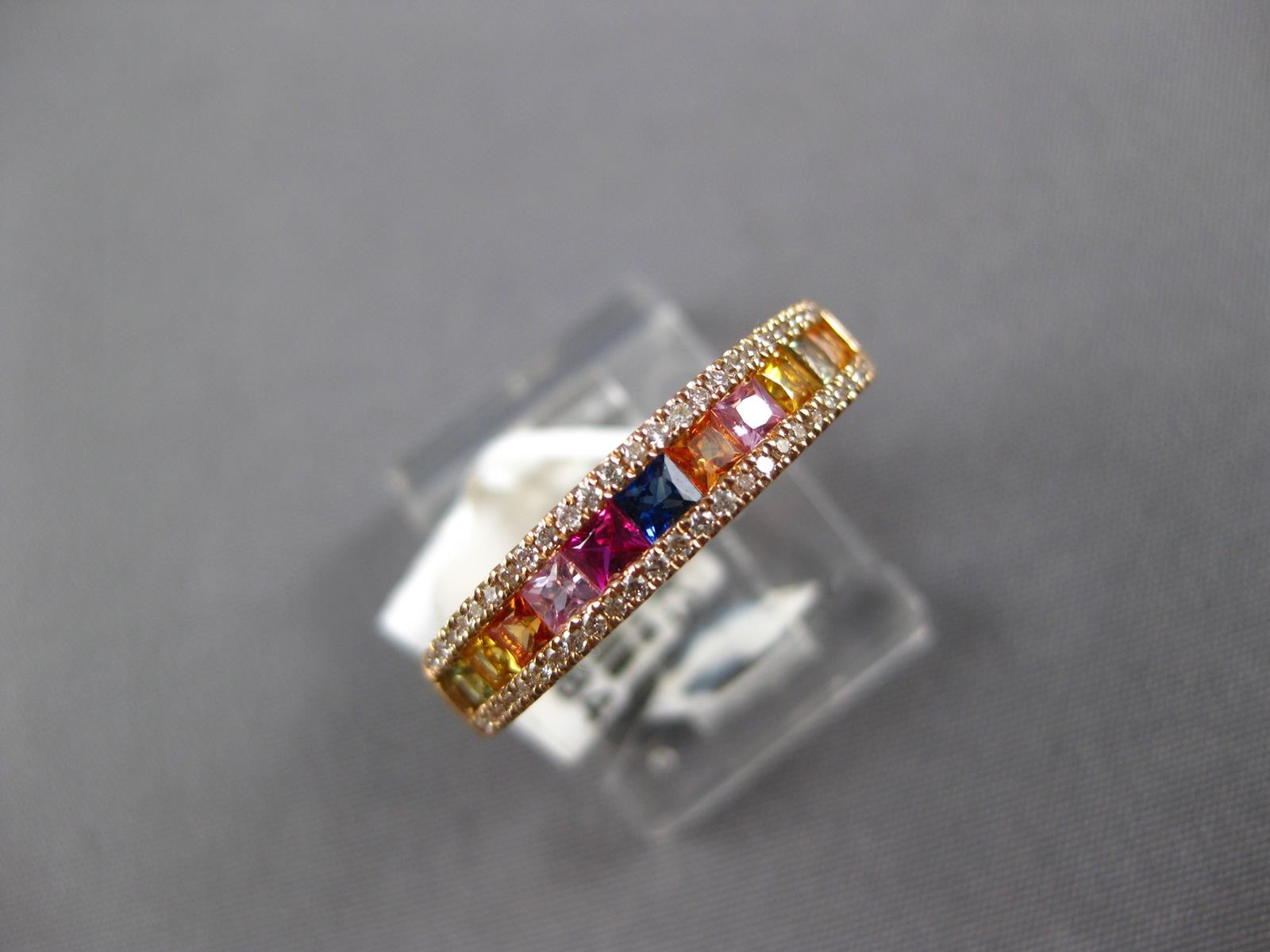 .96CT DIAMOND & AAA MULTI COLOR SAPPHIRE 18K ROSE GOLD PRINCESS & ROUND FUN RING