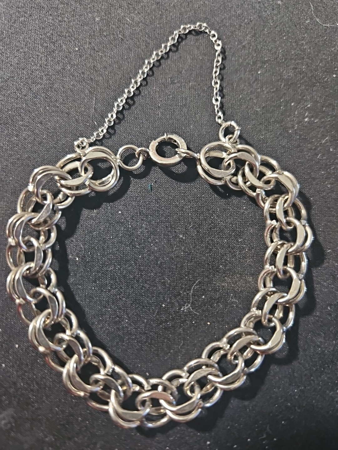925 Sterling Silver Vintage Double Chain Link Bracelet
