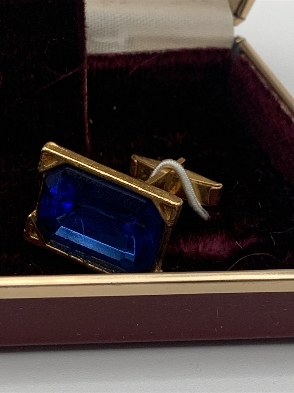 VINTAGE Royal Cobalt BLUE CUFF LINKS Tie Clip Set Made In Japan Box Gift NEW