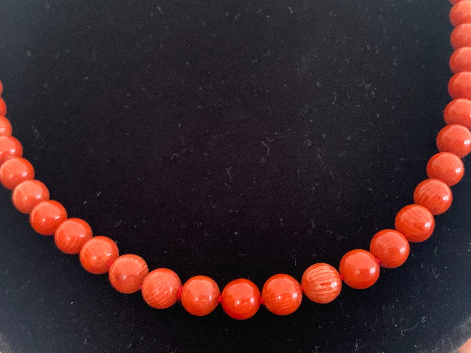 9mm Red Knotted Coral Beads Necklace W/ HB .925 Solid Silver Marcasite Clasp 72g