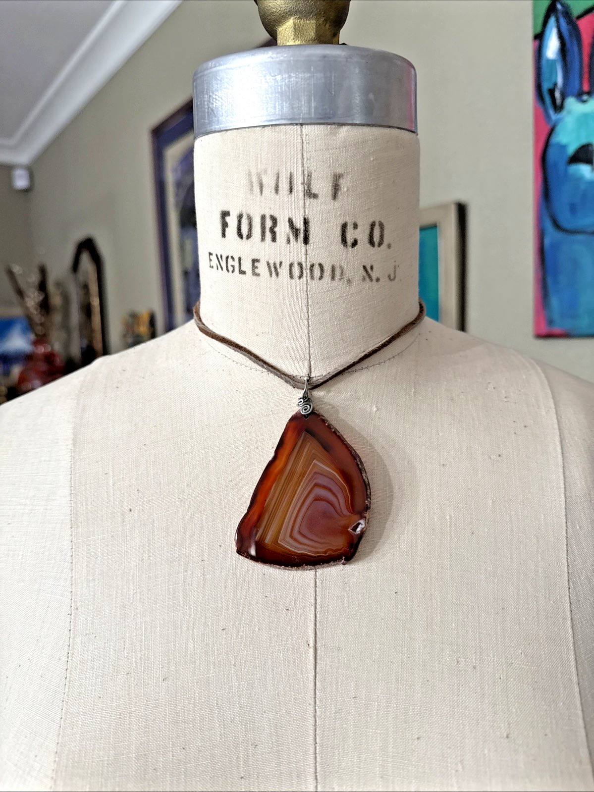 AMAZING BROWN AGATE SLICE NECKLACE oneofakind Boho Festival Earthy Nature Hippie