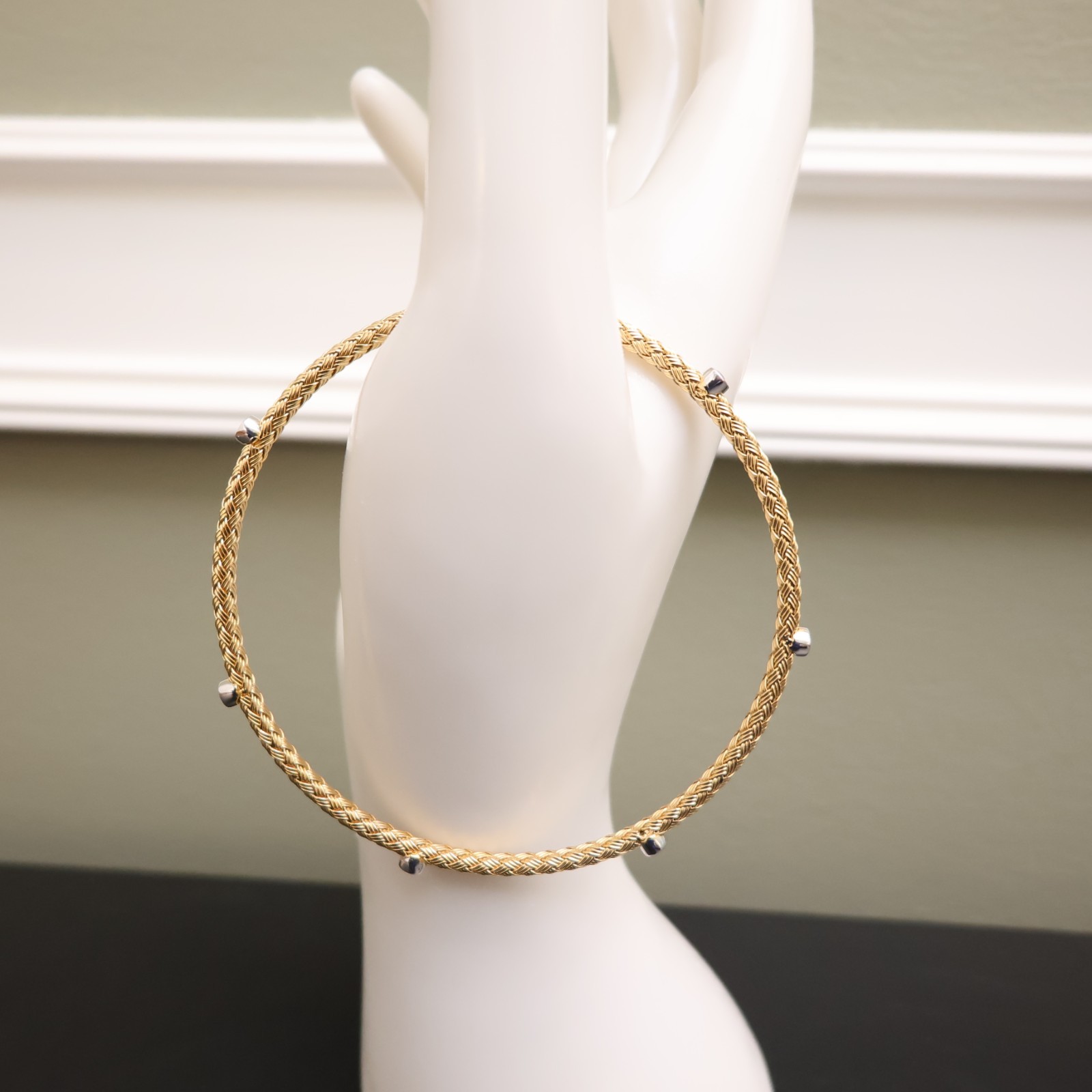 JCM Jewelry bracelet 18K yellow gold clad 925 sterling silver DMQ station 7.25in