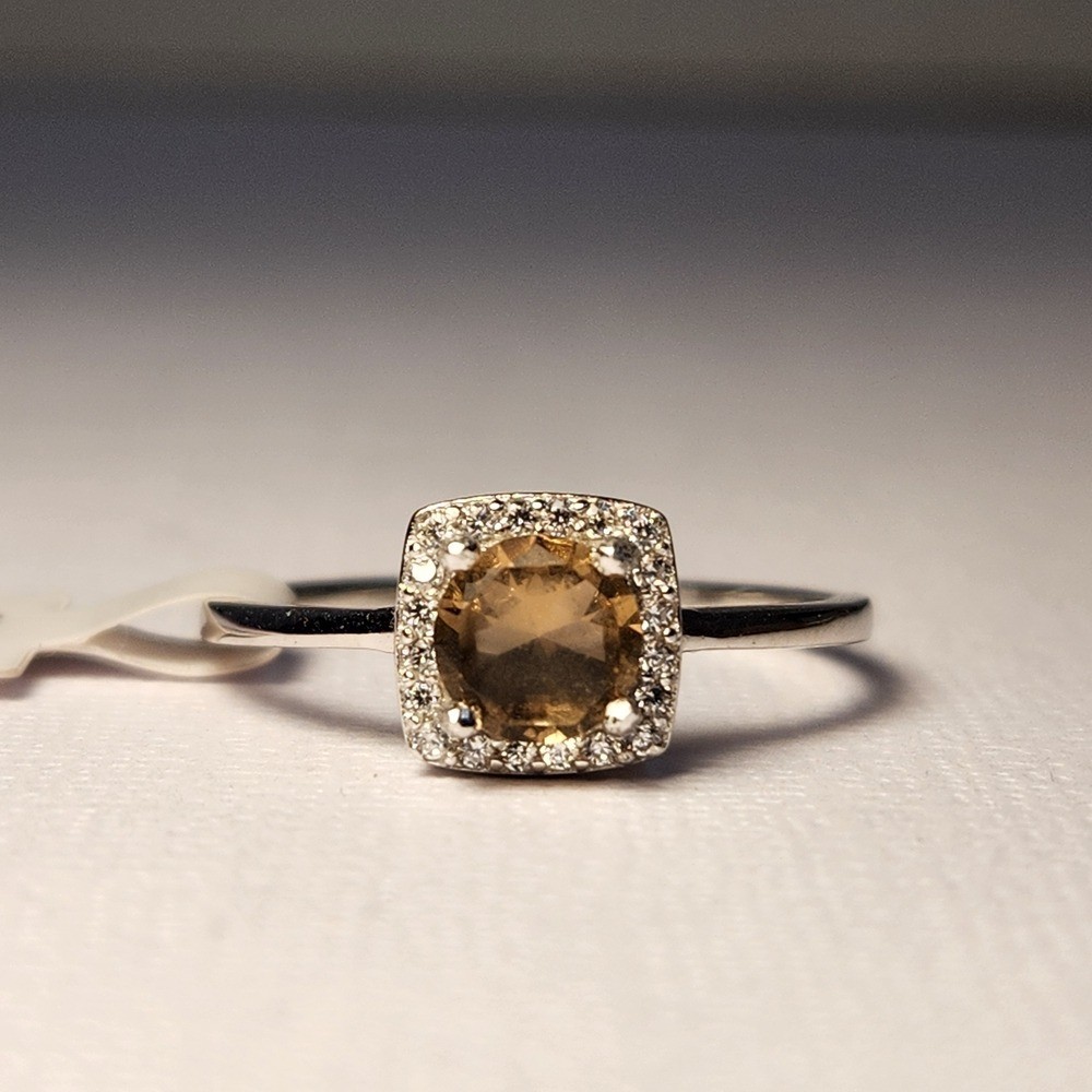 NIB Semi VTG 1cts Golden Champagne Topaz 925 Ring Sz 9/10