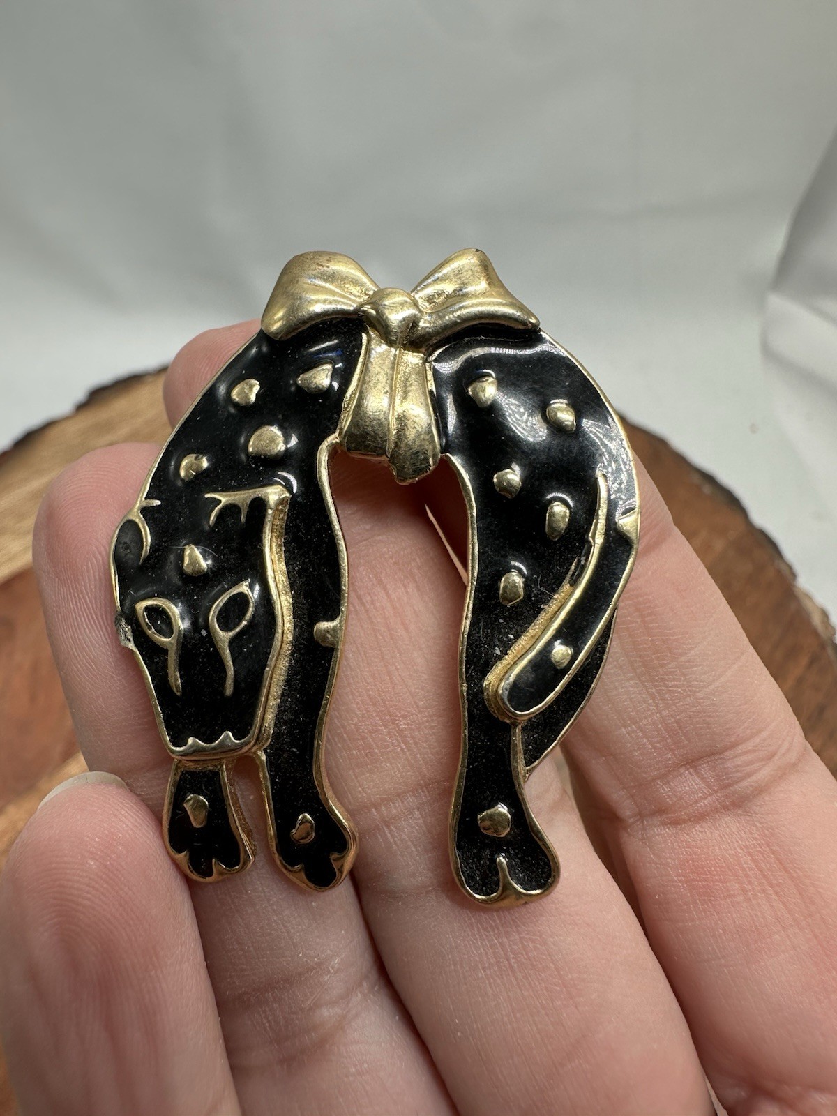 Vintage TRIFARI Enamel Black Panther Cat Feline Lion Brooch Pin Statement Safari