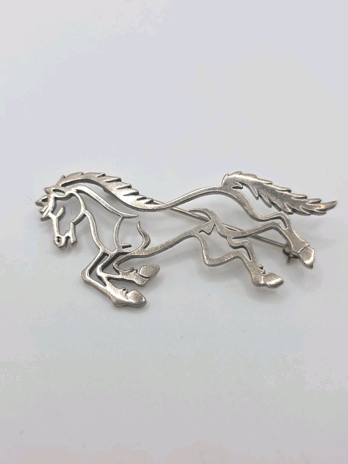 Sterling Silver 925 Running Horse Brooch 6g
