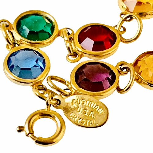 Vintage Genuine Austrian Crystal Bracelet Multi-Colored Made in USA