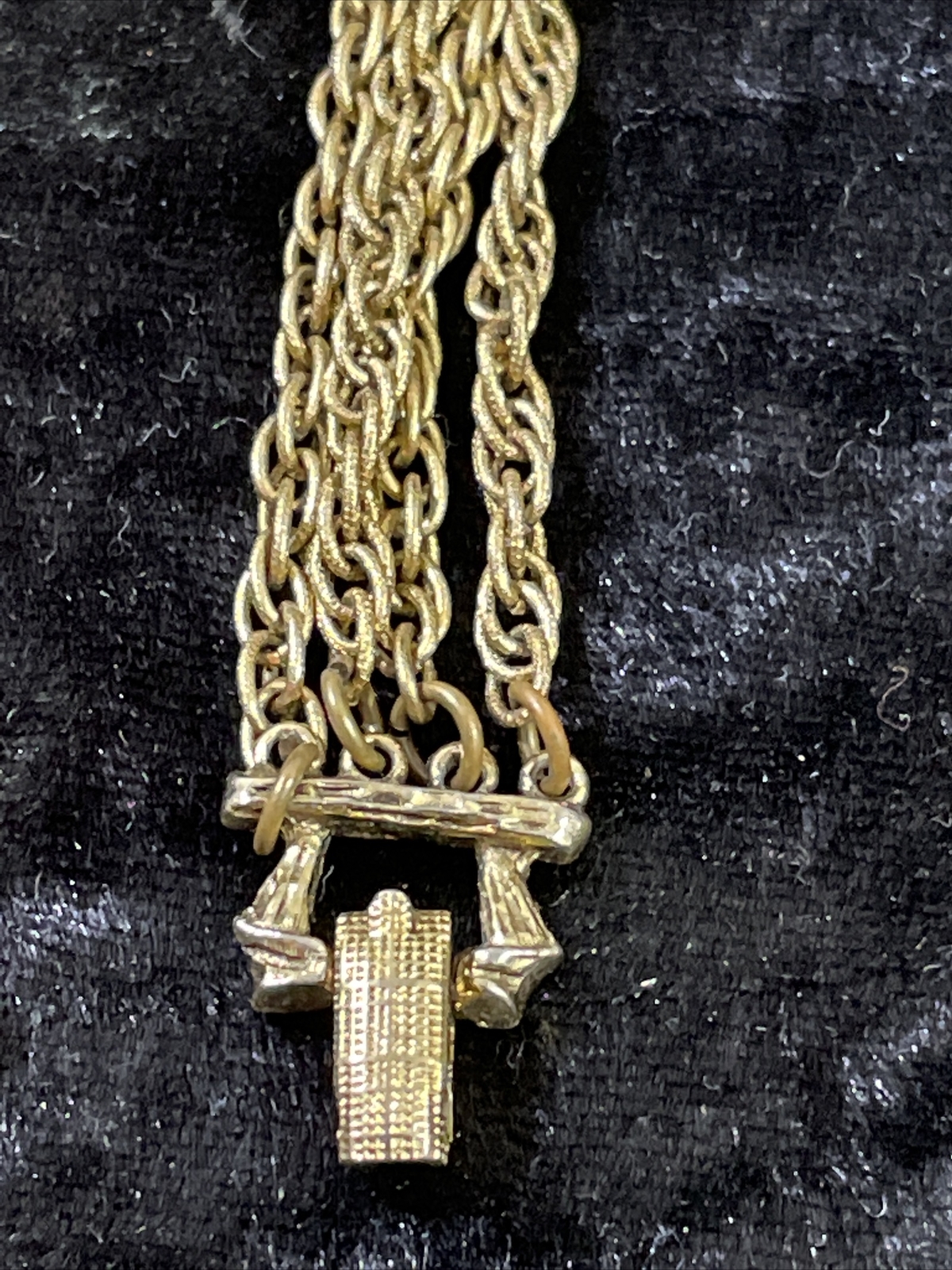 Vintage Orange Enamel & Gold Celtic Knot Chain Bracelet with Small Green Stones