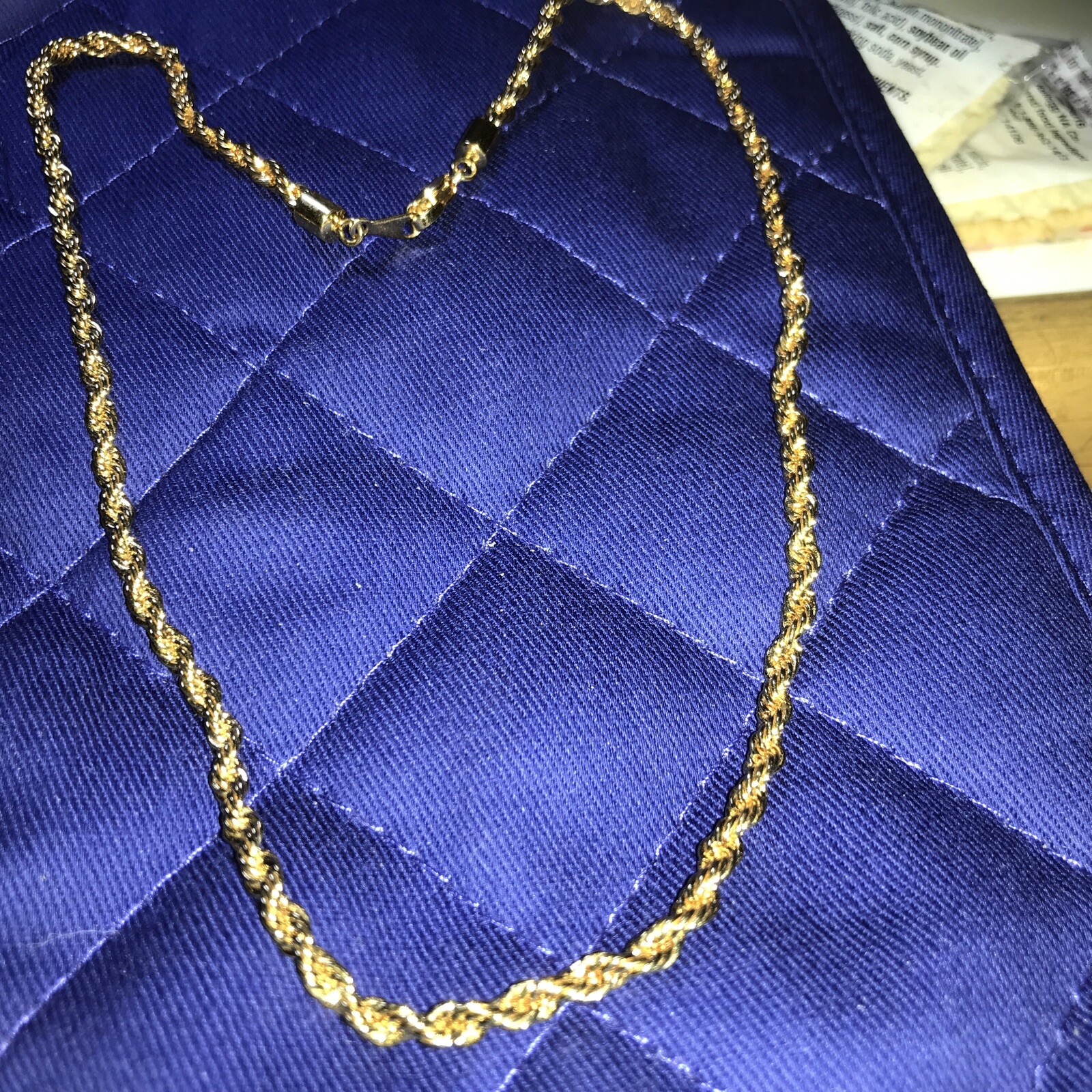 Vintage 16-in Gold Tone Rope Necklace Lobster Claw Clasp Signed Korea
