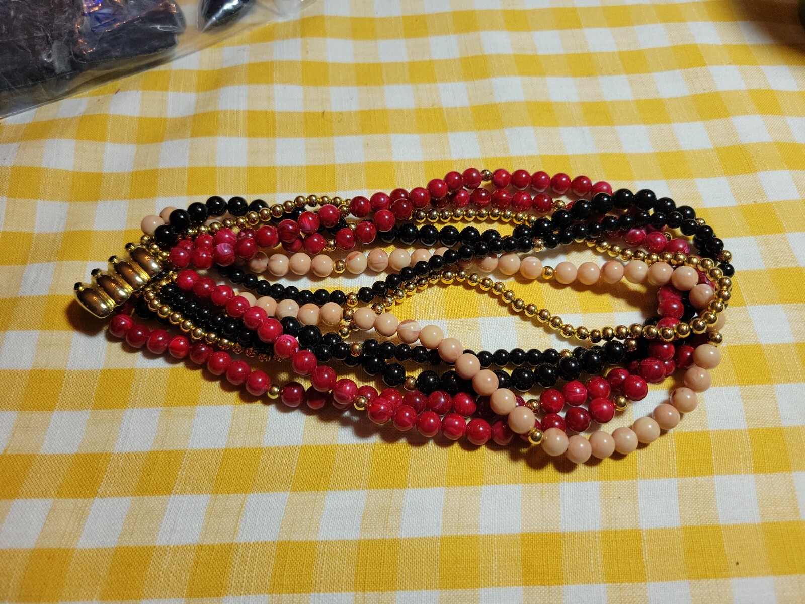 Vintage Gay Boyer Multi Strand Bead Costume Necklace
