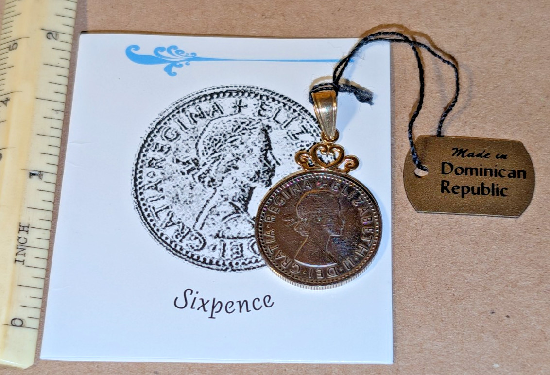 Vintage Jacmel JCM 14K Lucky Sixpence Pendant