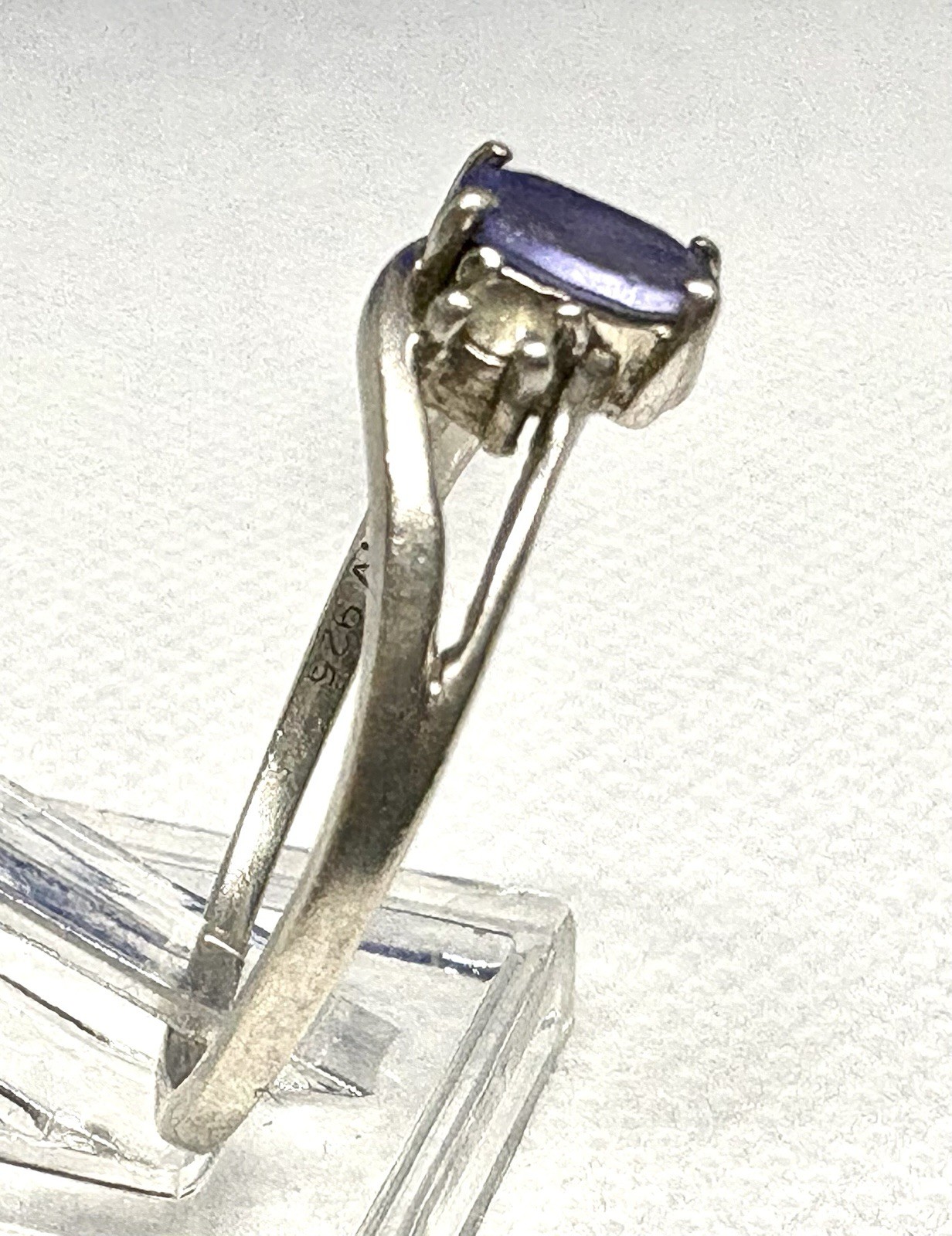 A45 Blue Purple Tanzanite 925 Sterling Silver Bypass Ring size 11 White Topaz
