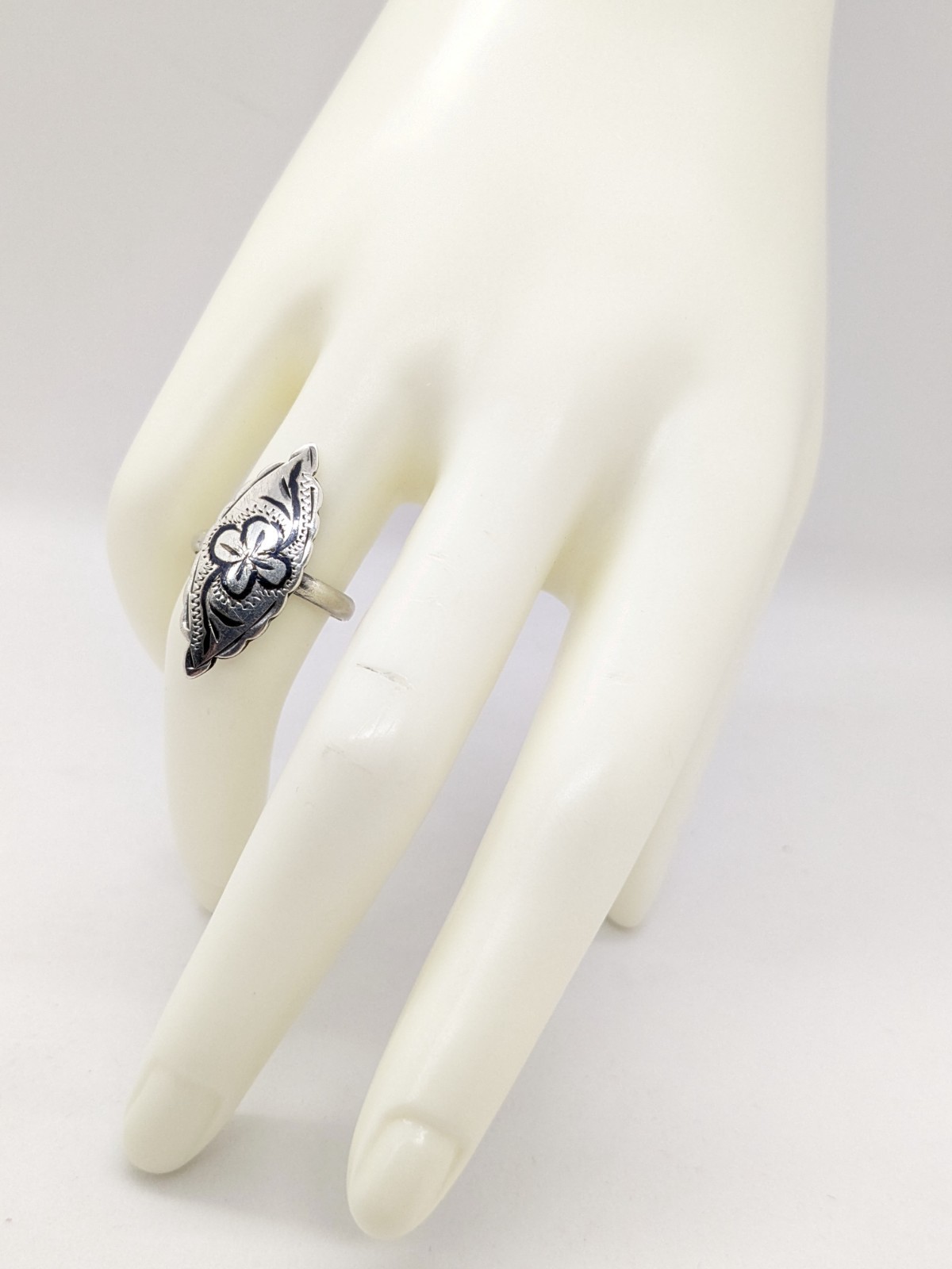 Vintage RING Silver⭐️925 stamp Star USSR with Blackening -size: 7US (17.5mm) #20