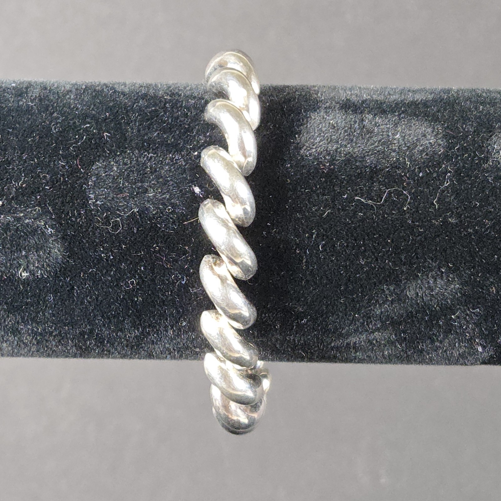 Vintage San Marco Italy Sterling Silver Macaroni Link Bracelet 7.25in 21g