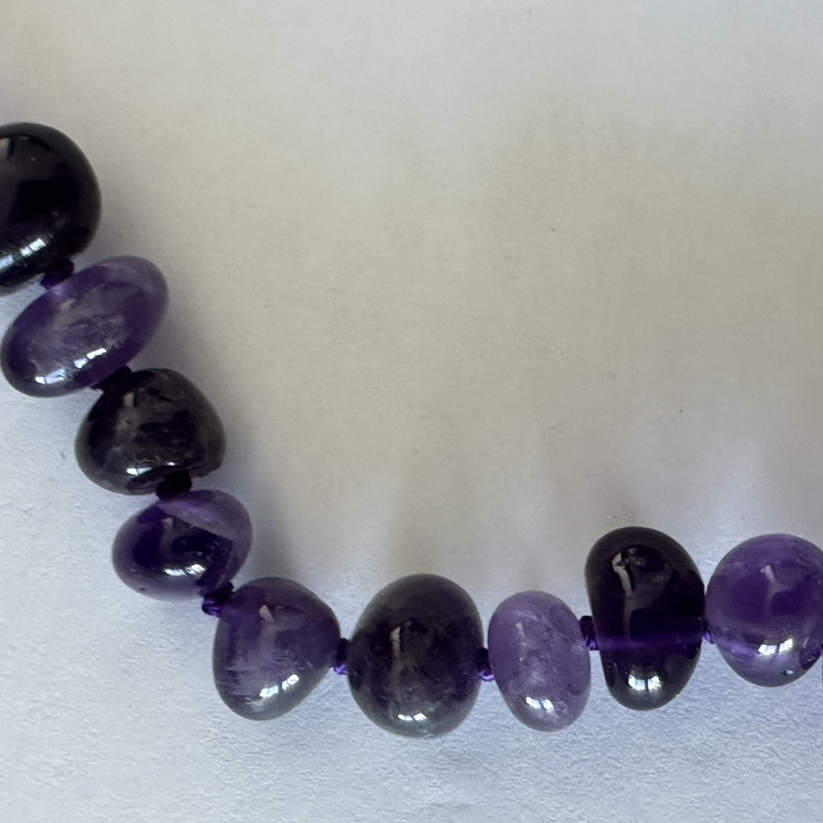 Polished Gem Amethyst Chips 34″ Necklace & Beaded Knotted 18″ Amethyst Necklace