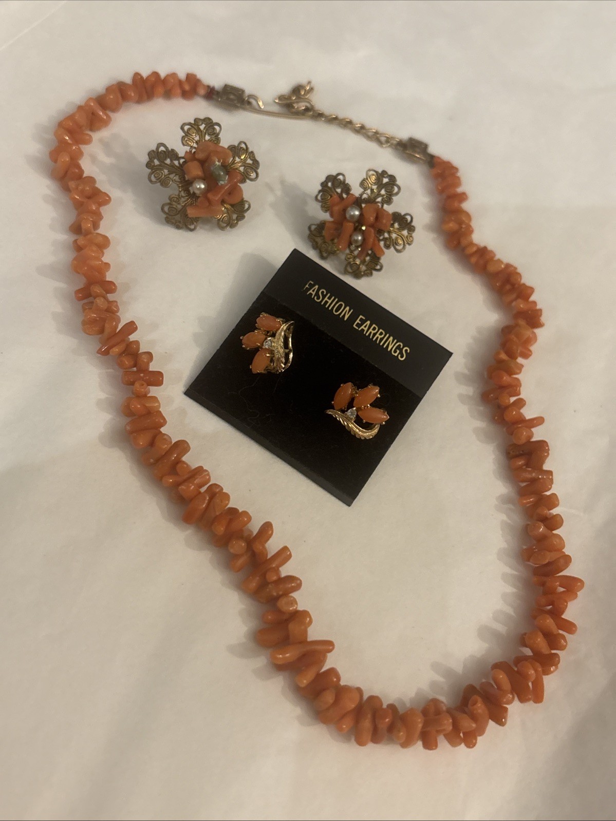 Mixed Huge Vtg Costume Jewelry Lot Orange, Amber, Yellow, Coral Colored Jewelry