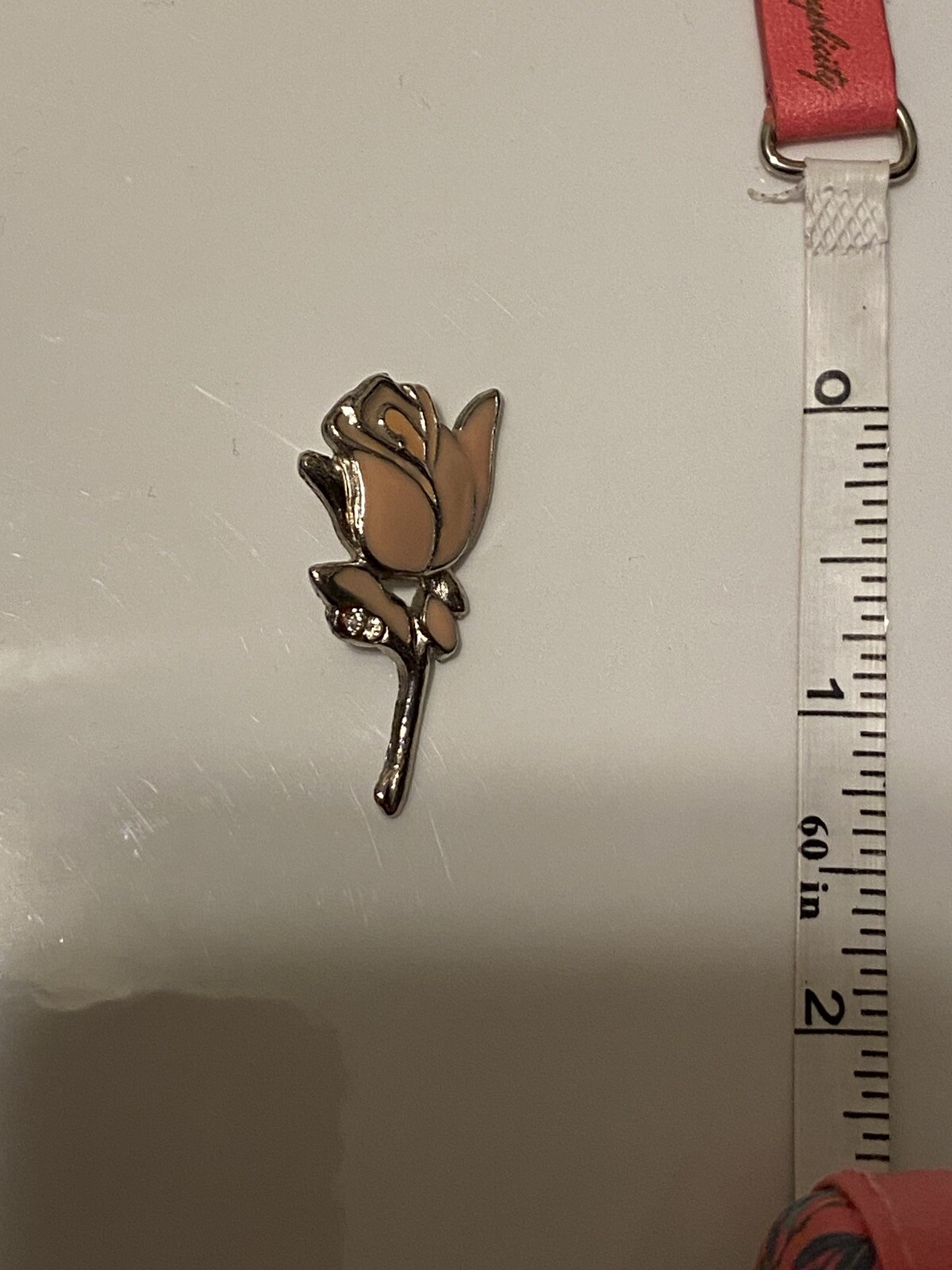 Pink Rose – Love – Beauty – Silver Tone Borders – Vintage Lapel Pin