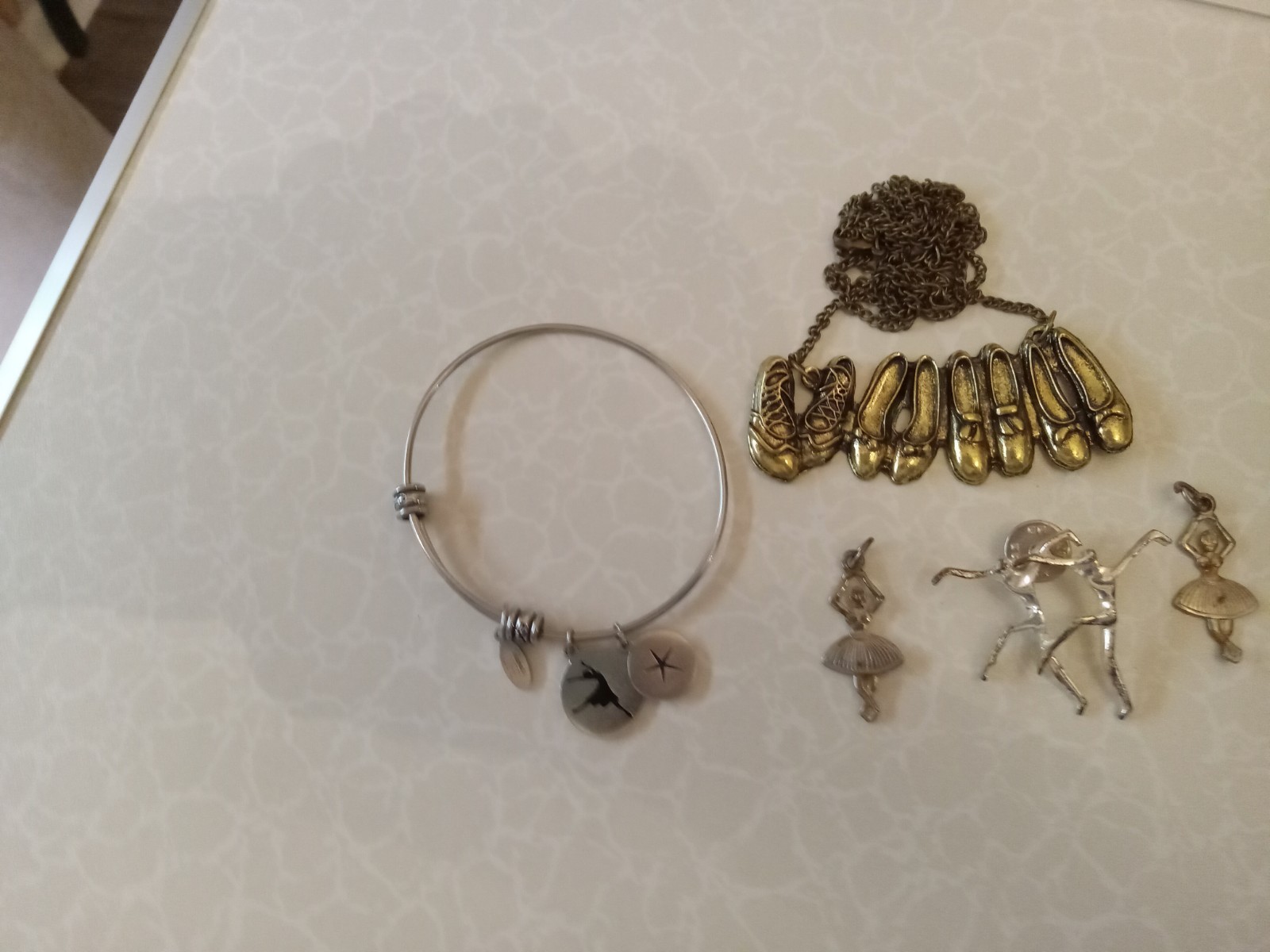 vintage costume jewelry lot pretty dance themed bracelet neclace pin pendant