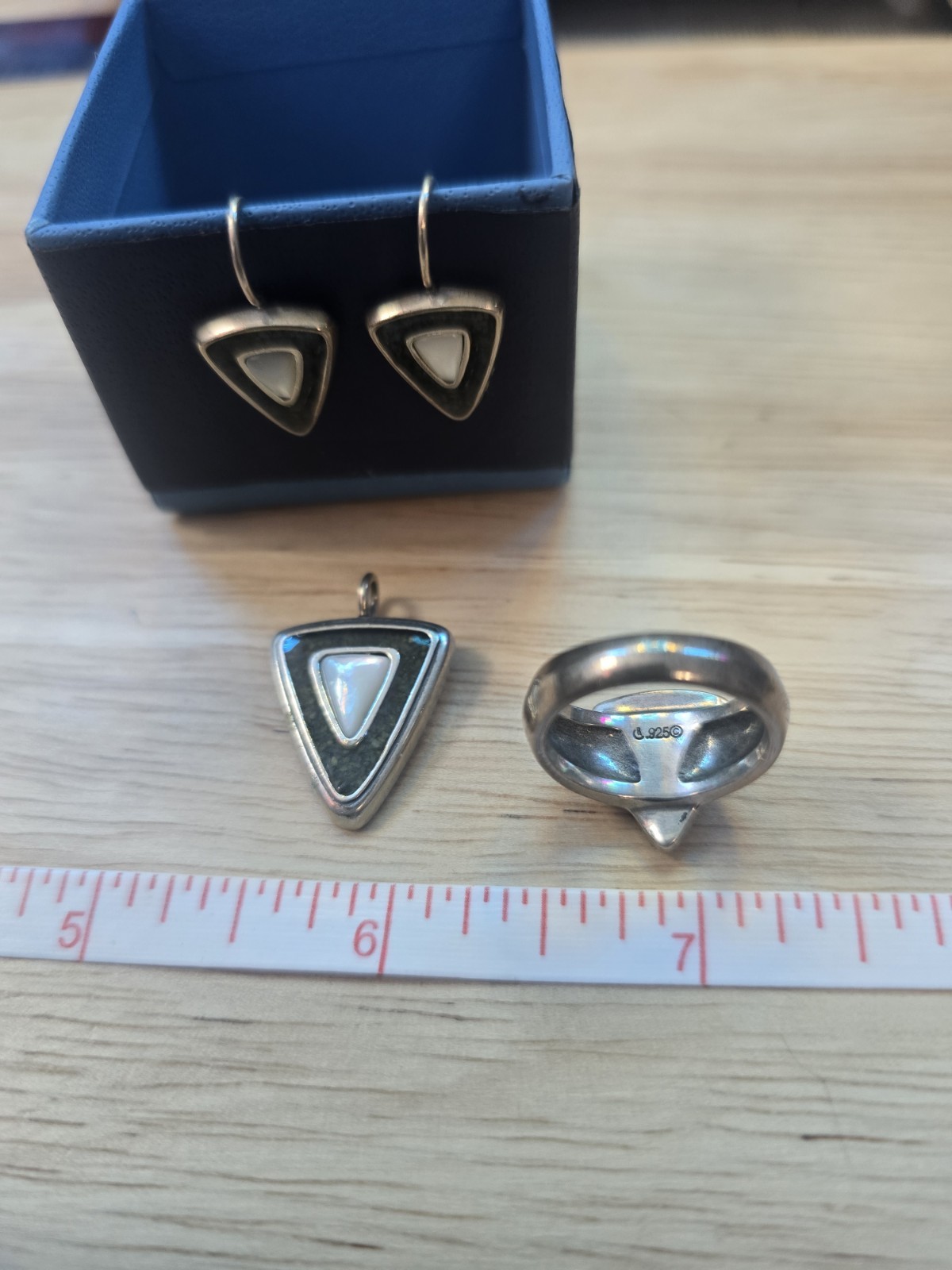 Carolyn Pollack Relios 925 Sterling Silver FULL SET ring Pendant Earrings Ex Con