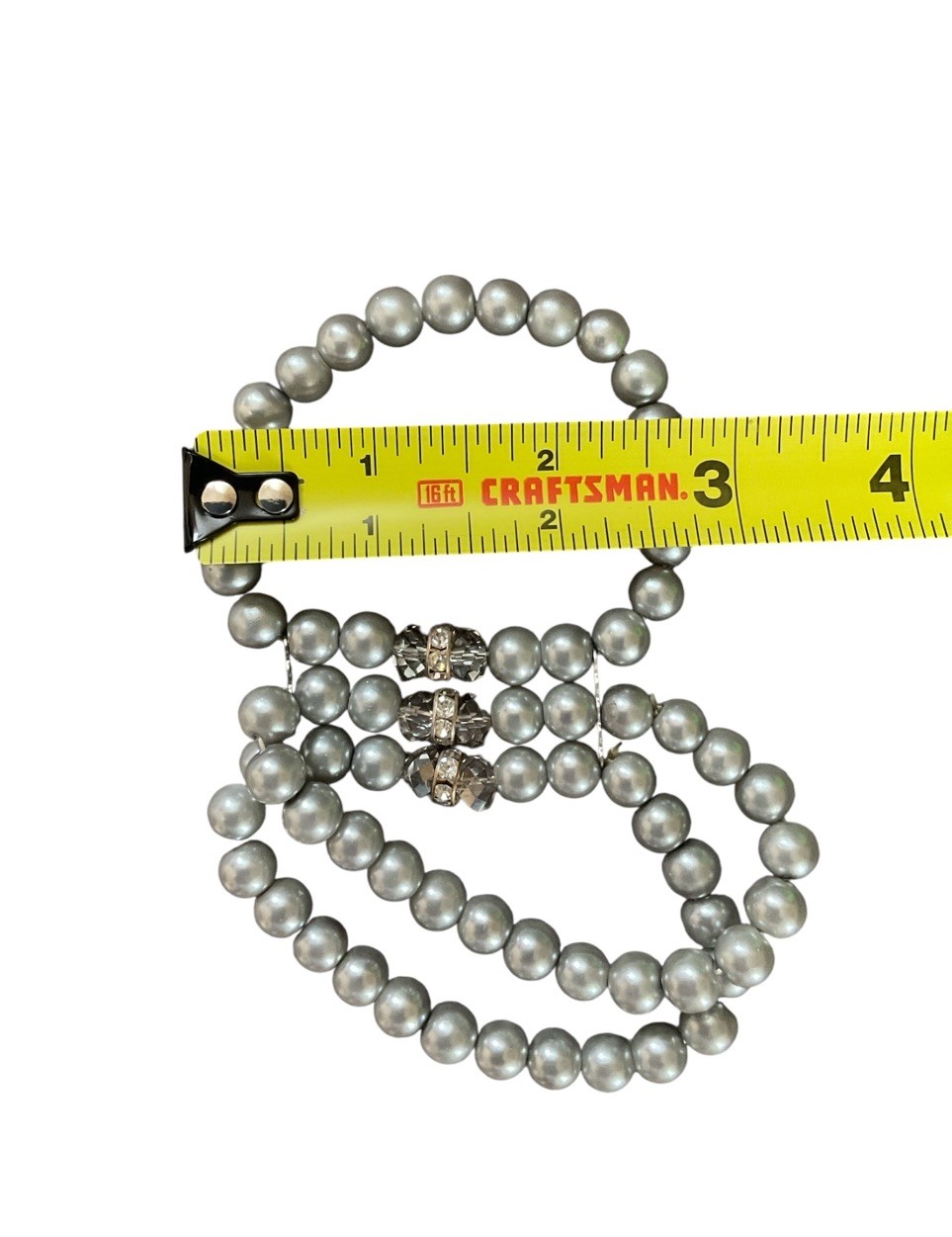 Vtg Gray Stretch Beaded Bracelet NEW