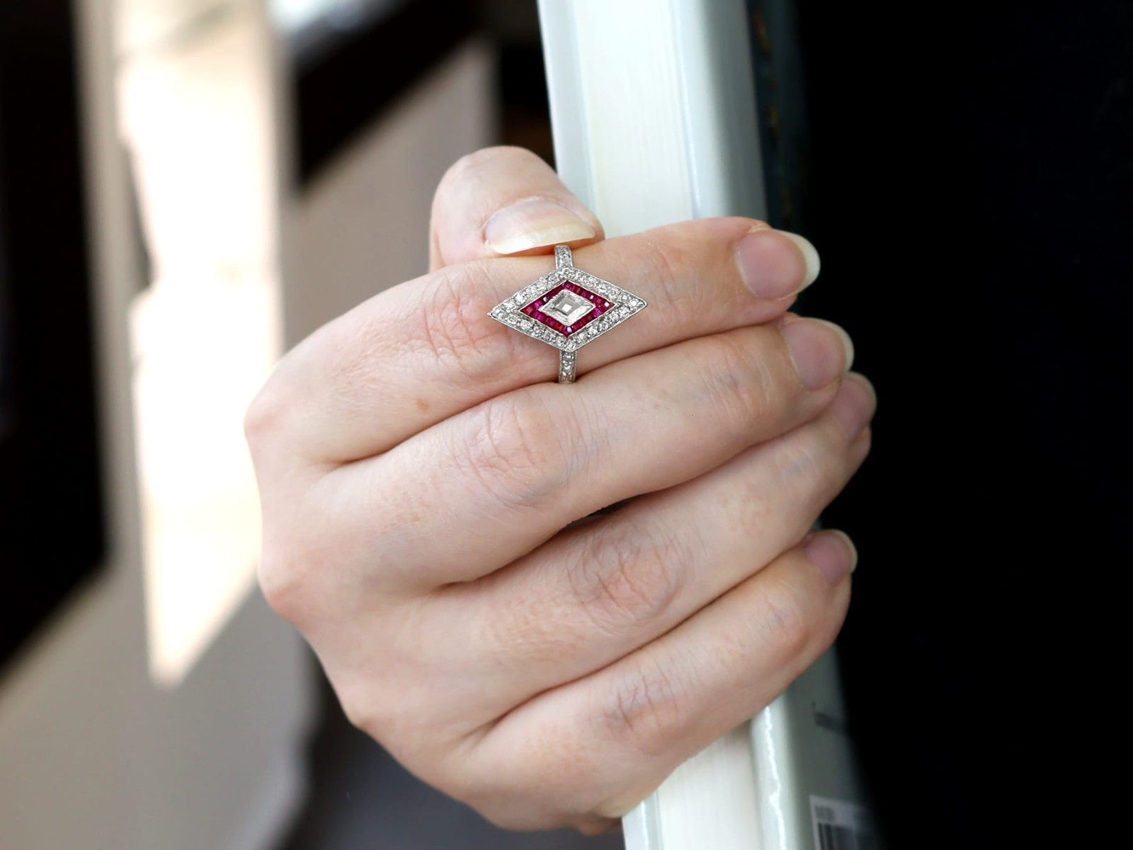 Antique 0.23Ct Ruby and 0.97Ct Diamond 18k Rose Gold Dress Ring Circa 1910