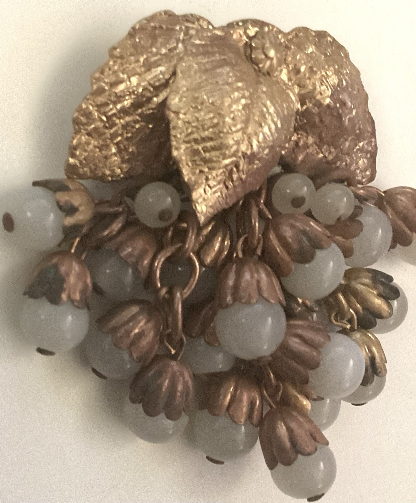 Miriam Haskell Early Handmade Gripiox Drop Dangle 2 Inch Brooch