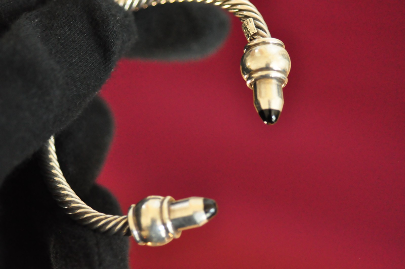 44g Mexican Sterling Silver Cable Bracelet – Onyx Tips Marked 925 Mexico