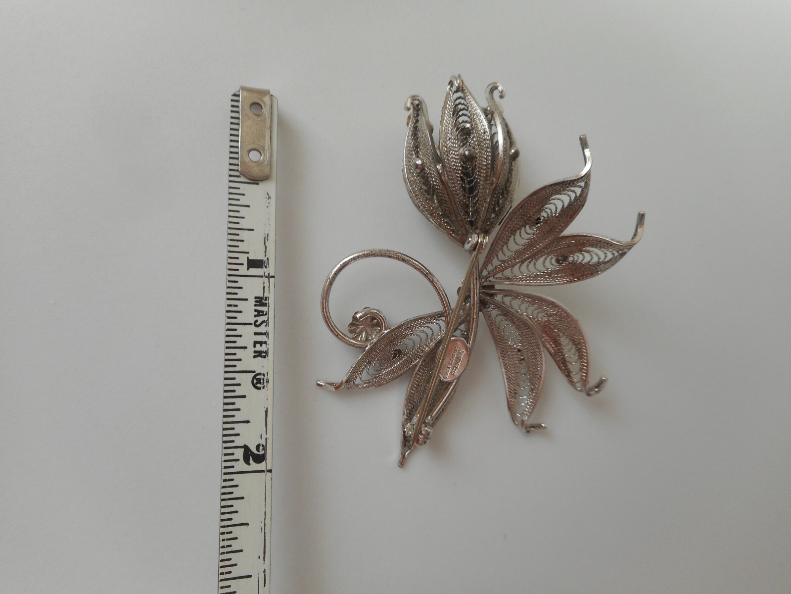 Alice Caviness Sterling Silver Filigree Flower Brooch Pin Approximately 2″