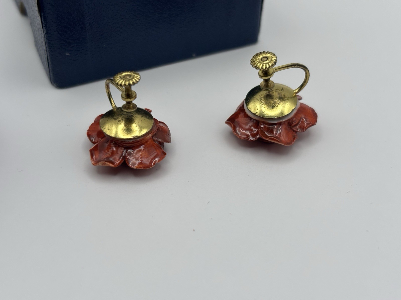 Vintage Coalport Bone China Floral Clip On Earrings Made In England with Box