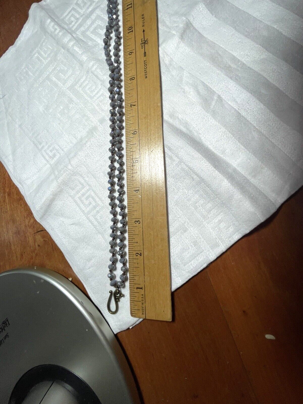Faceted Violet Blue CHALCEDONY 35″ necklace with blue stone Pendant and pearls