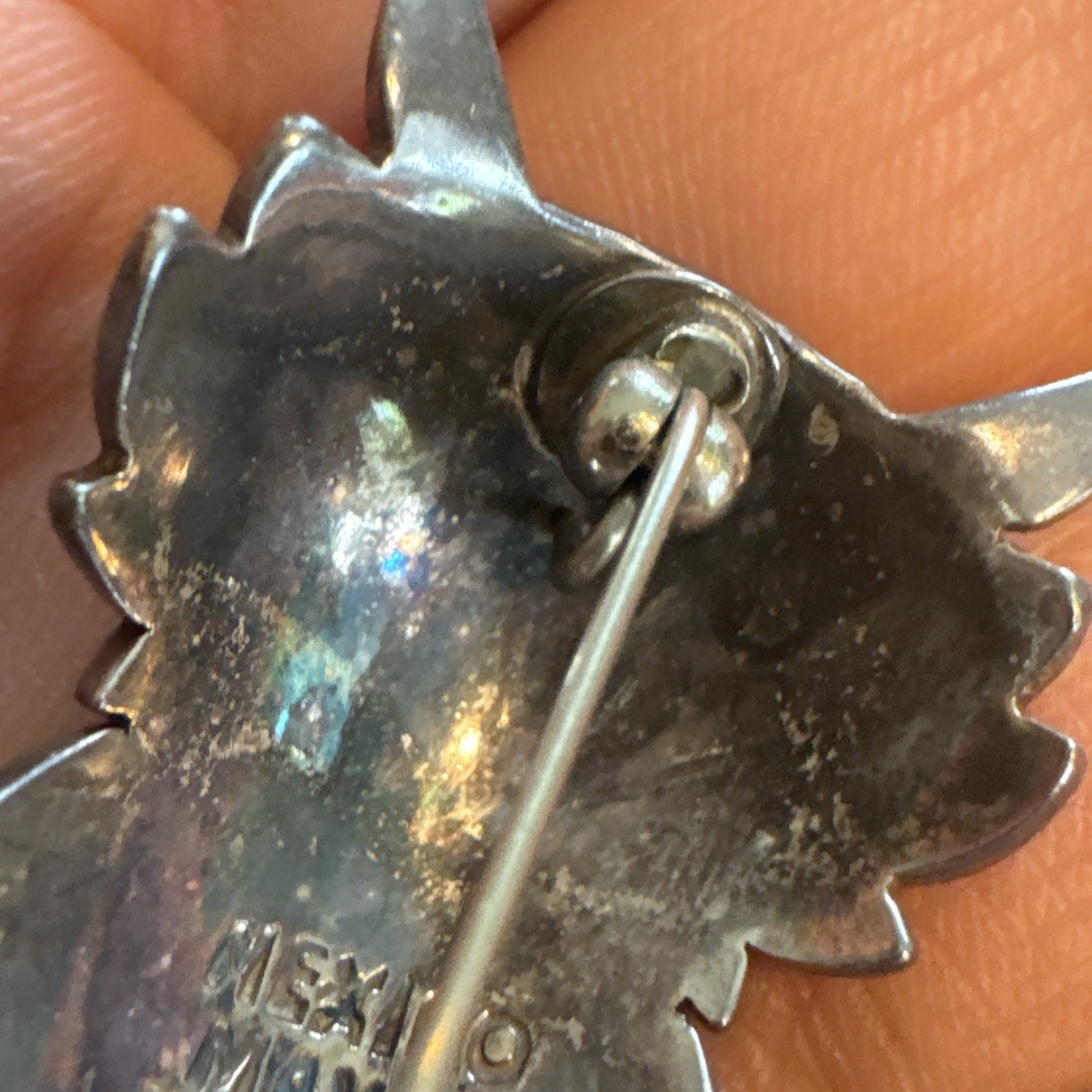 Vintage TAXCO 980 Silver Owl Bird Brooch Pin Mexico Maya Enamel Whimsical Boho