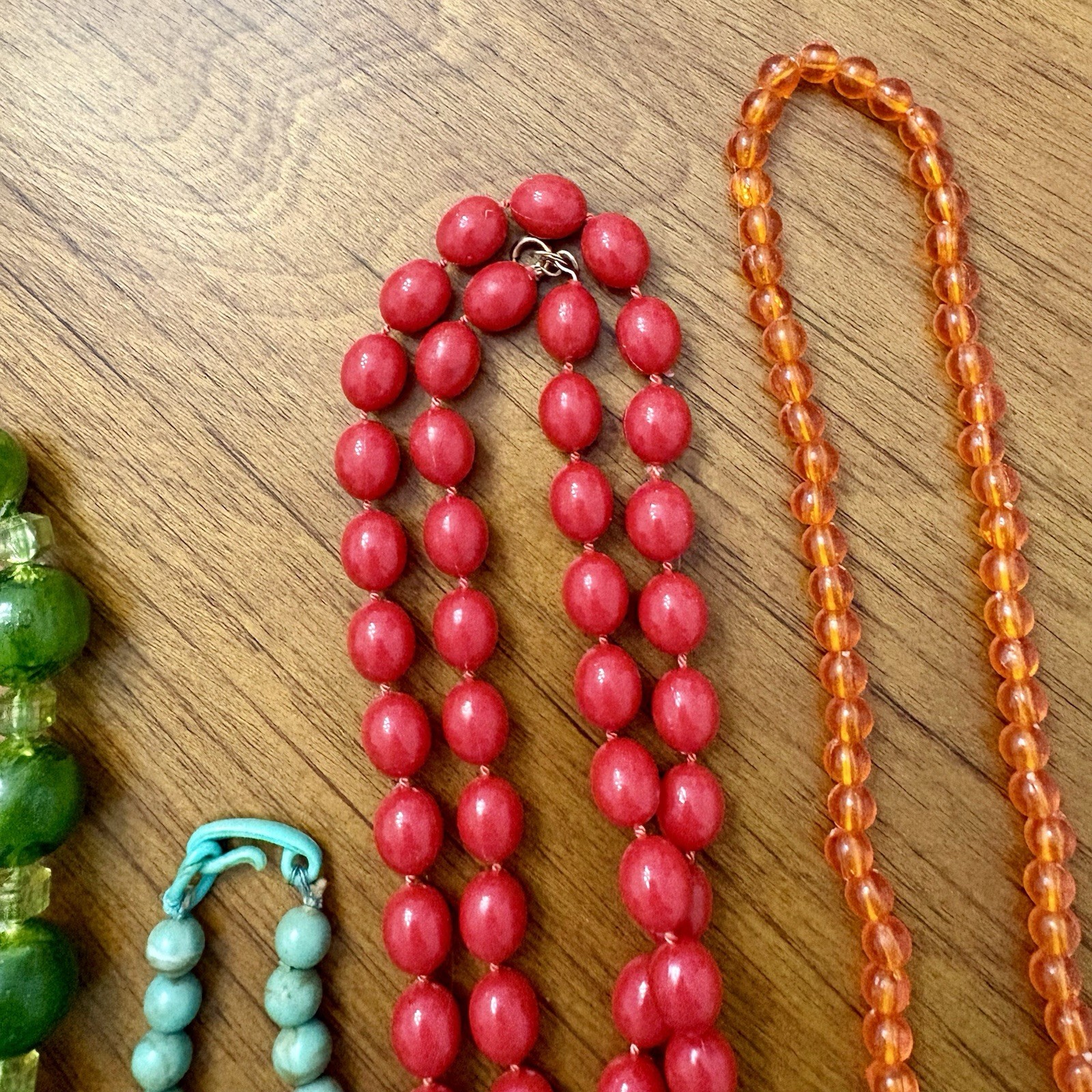 Vintage 1930 – 1960 Plastic Single Strand Beaded Necklace Lot MCM Art Deco