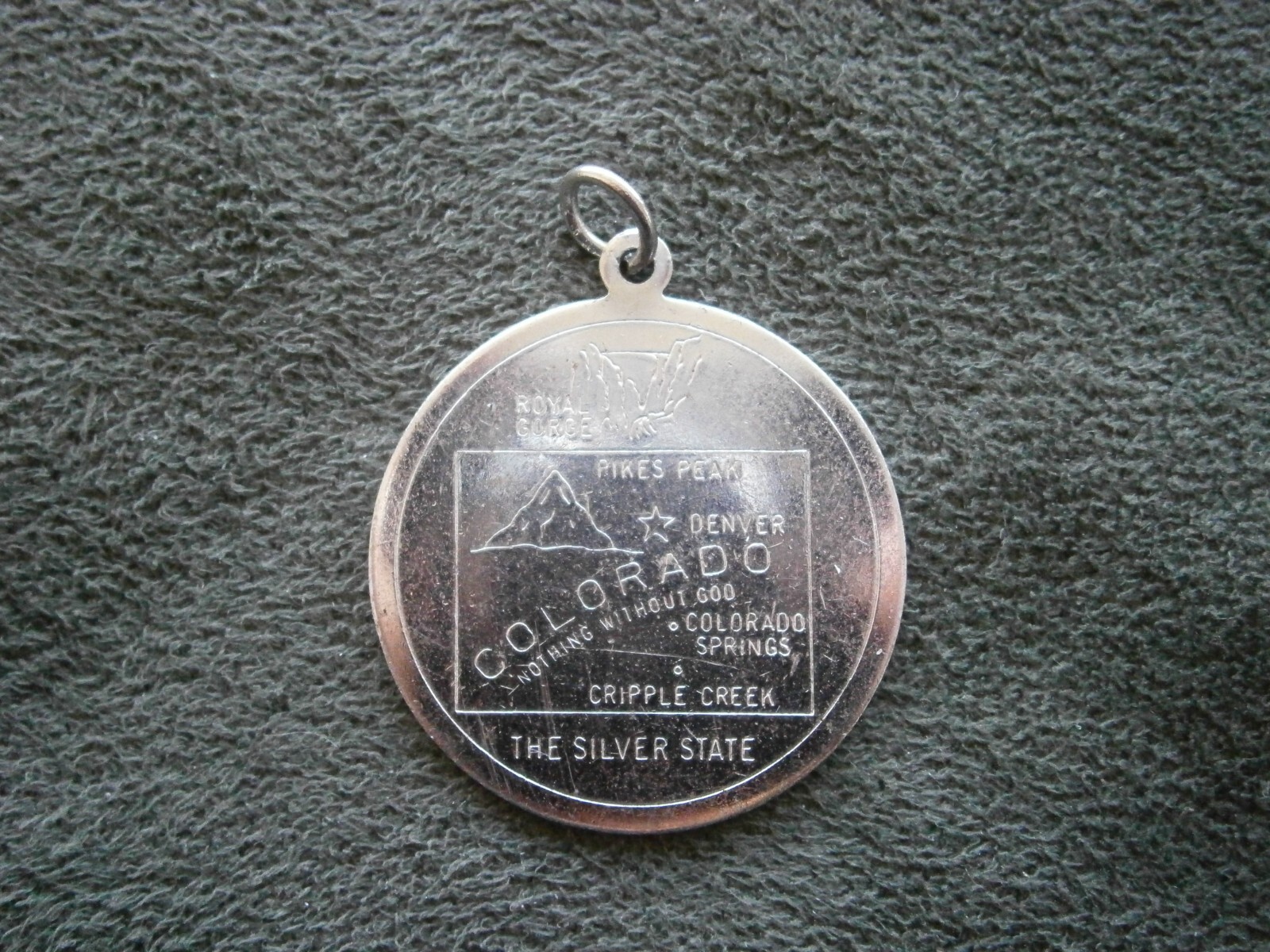 AC CO Large Engraved Colorado Vintage Sterling Silver Travel Bracelet Charm 3.3g