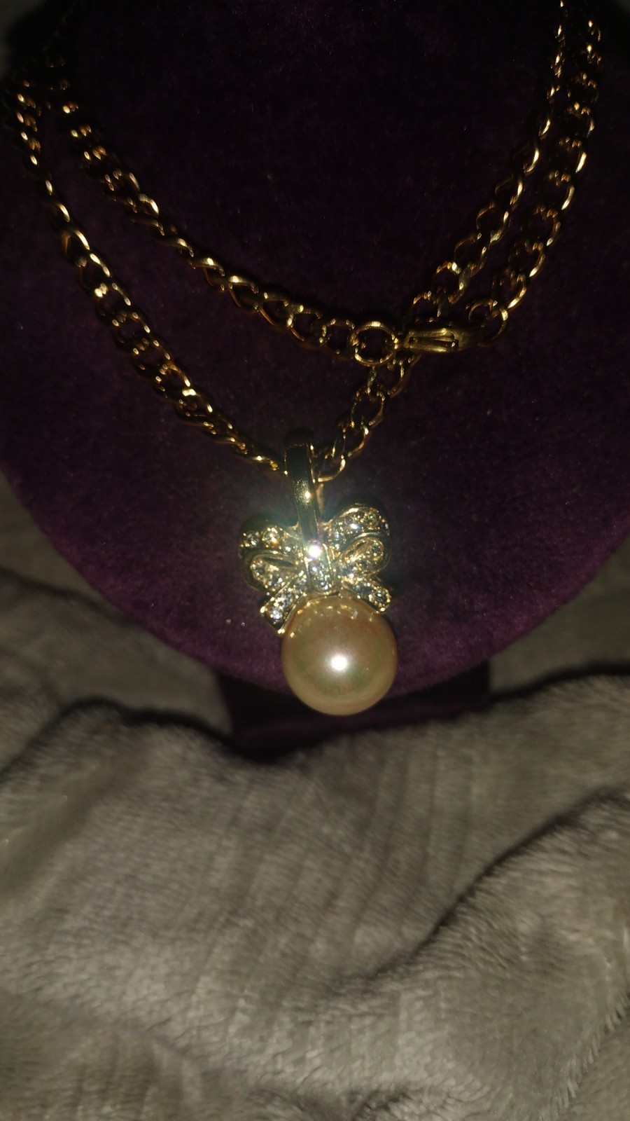 Vintage Monet Pearl And CZ Gold Necklace