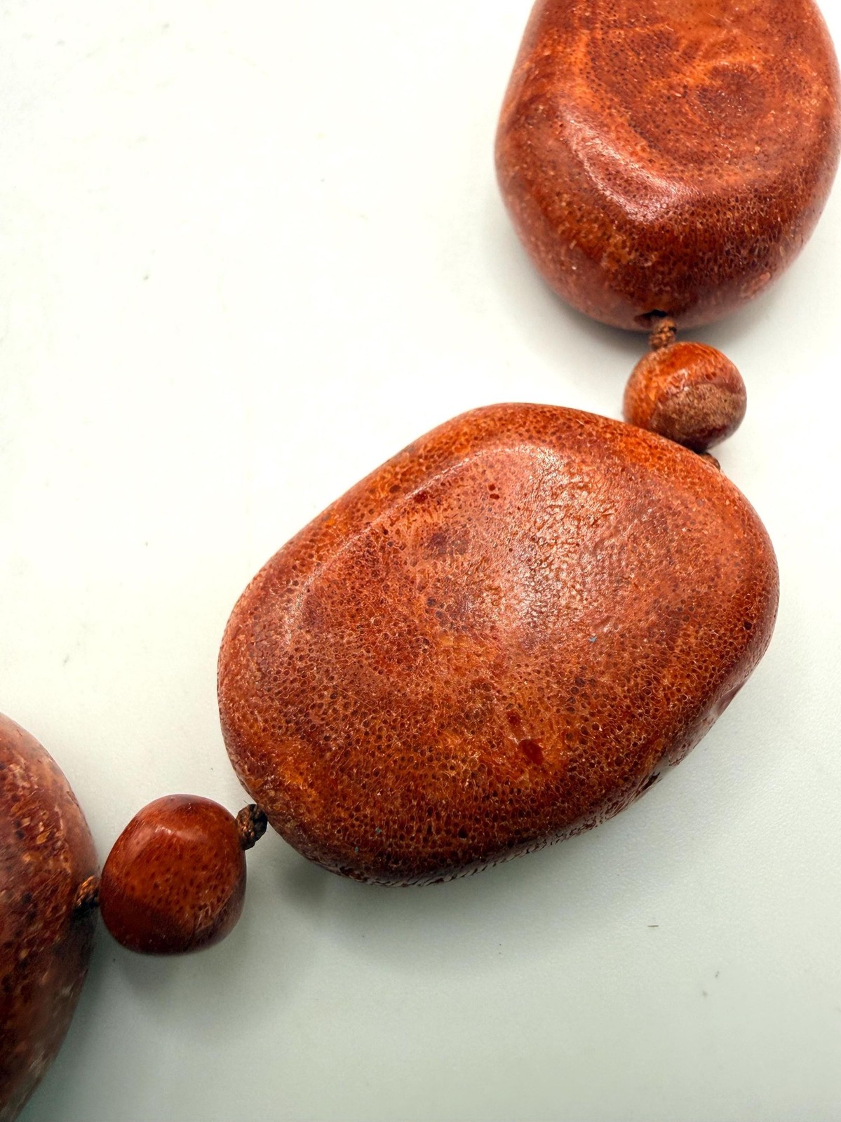 Vintage heavy large red sponge coral beaded necklace