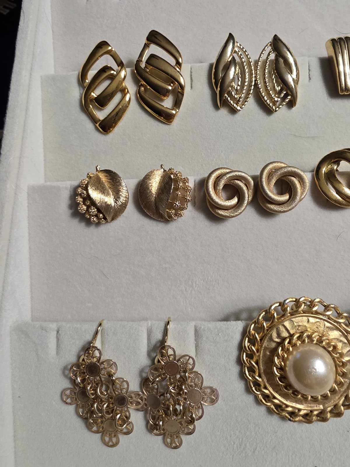 Vintage Monet Trifari Napier Lisner Clip Goldtone Earring Lot