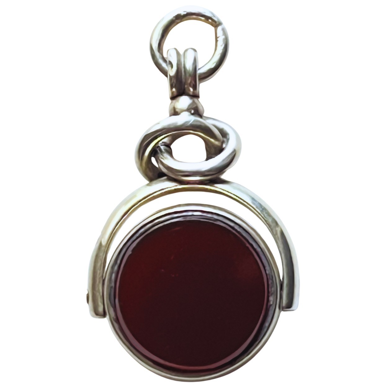Antique 1881 Victorian Bloodstone + Carnelian Fob Pendant *Birmingham Silver*