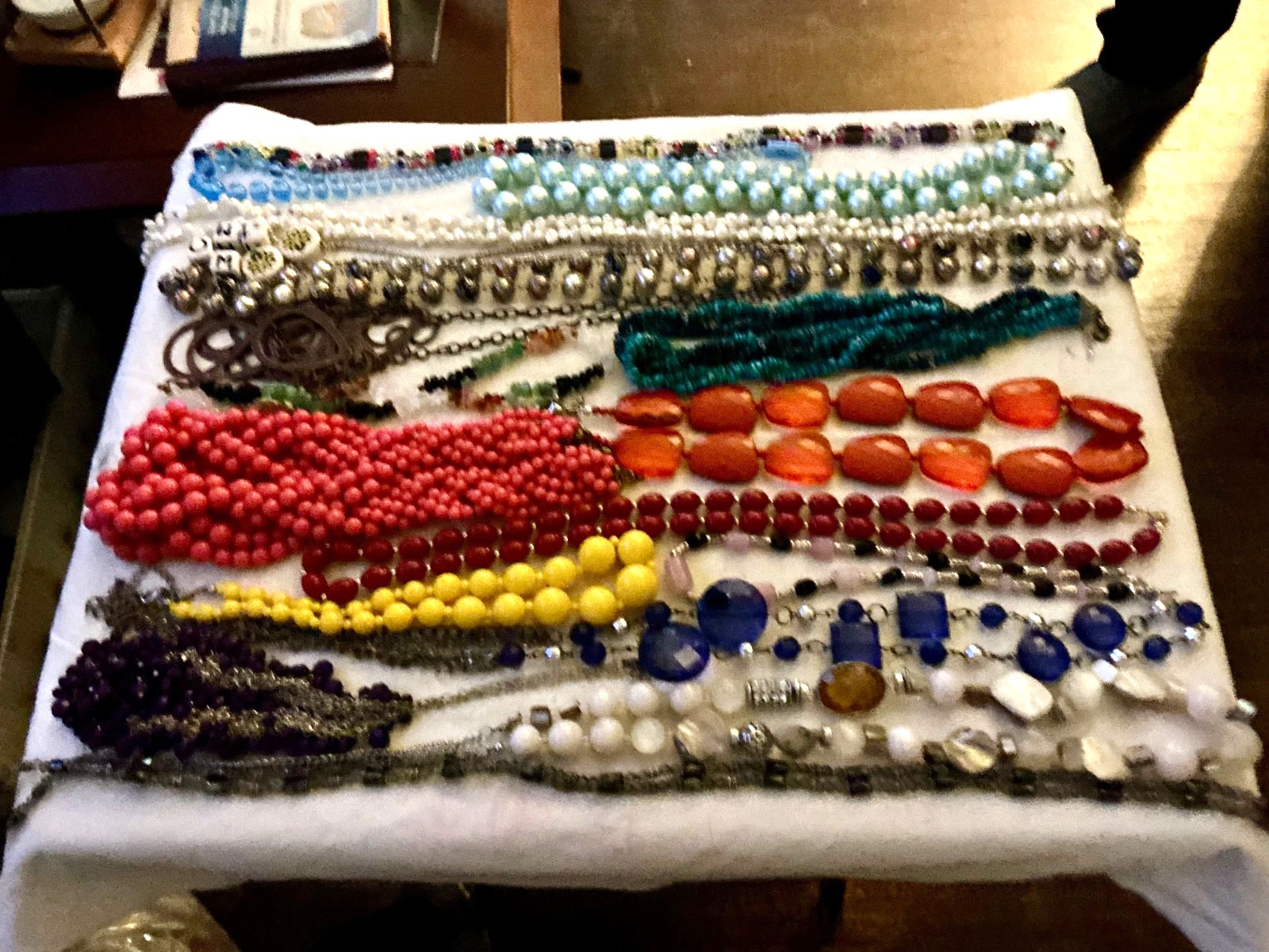 18 piece extra large colorful necklace lot some are vintage